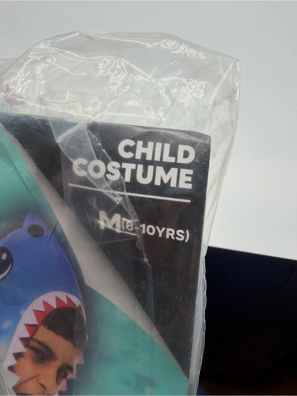 New kids shark costume M Face Open Halloween shark week trick-or-treat sz 8-10 y